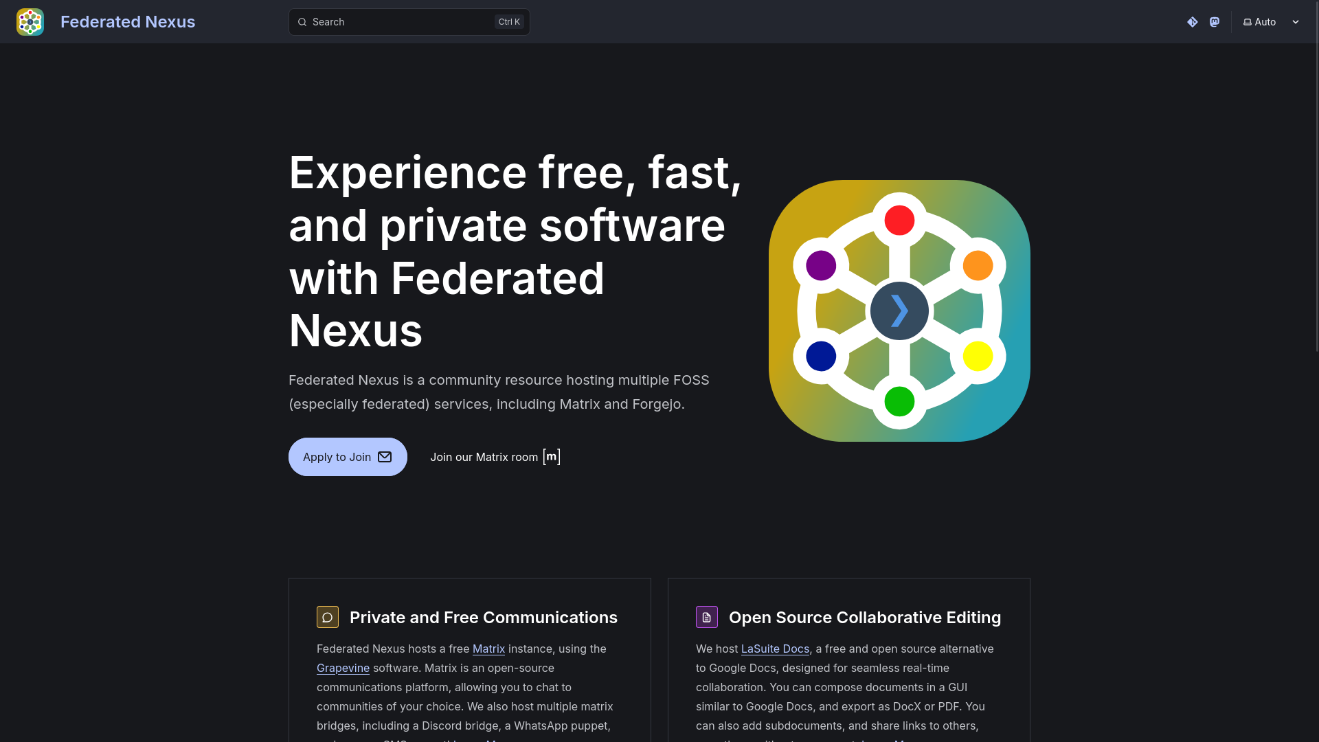 The federated.nexus website